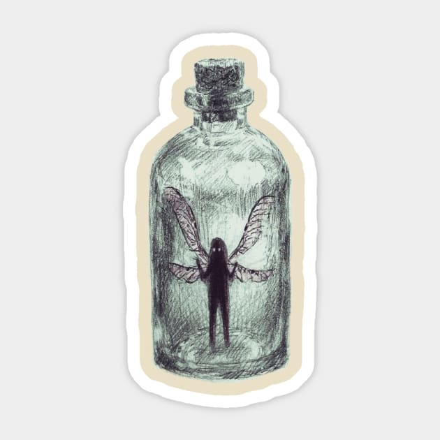 Fairy in a Jar Sticker by babswebb